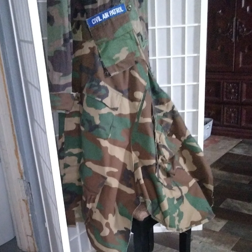 Upcycle / Refurbished Camouflage Asymmetrical Long Sleeve Maxi Dress - Picture 5 of 16